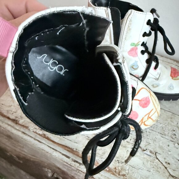 Sugar Girls White Faux Leather Lace Up Mid Calf Boots Size 13 Original Artwork - Picture 10 of 10